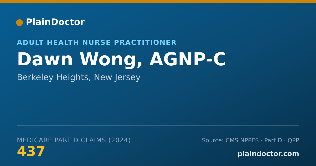 Shareable card for Dawn Wong, AGNP-C - Adult Health Nurse Practitioner, Berkeley Heights, NJ