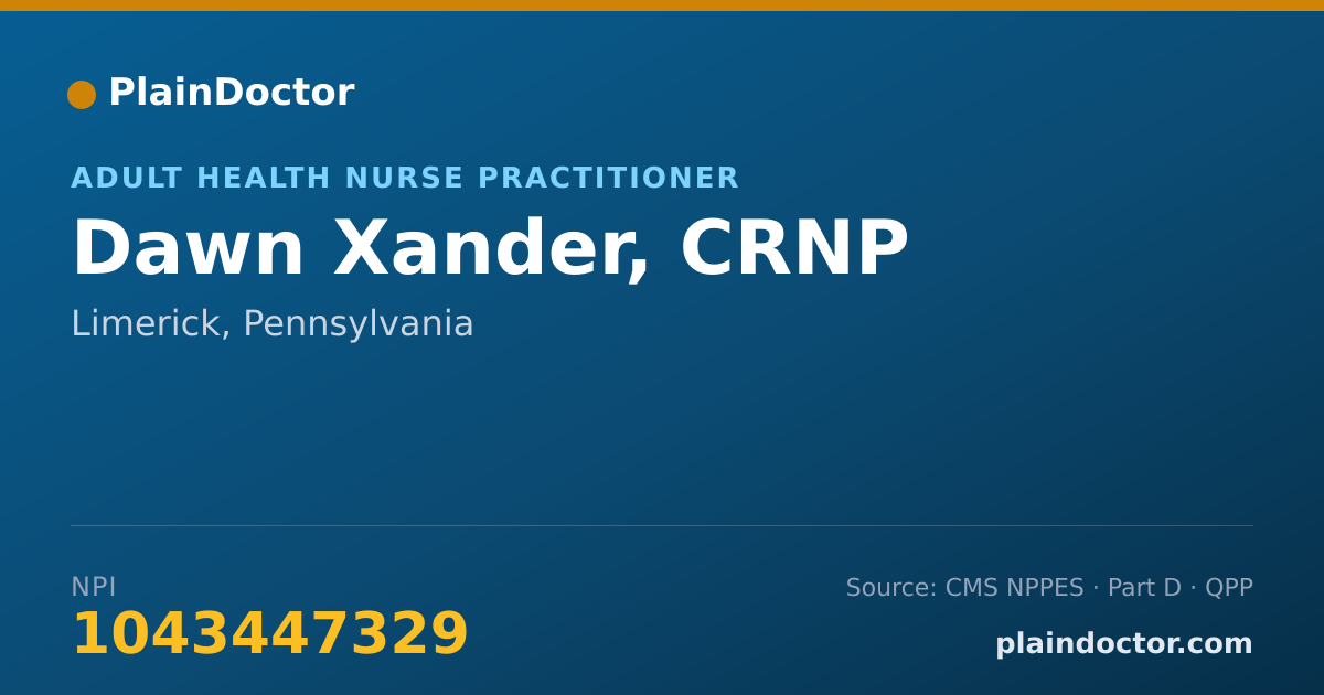 Shareable card for Dawn Xander, CRNP - Adult Health Nurse Practitioner, Limerick, PA