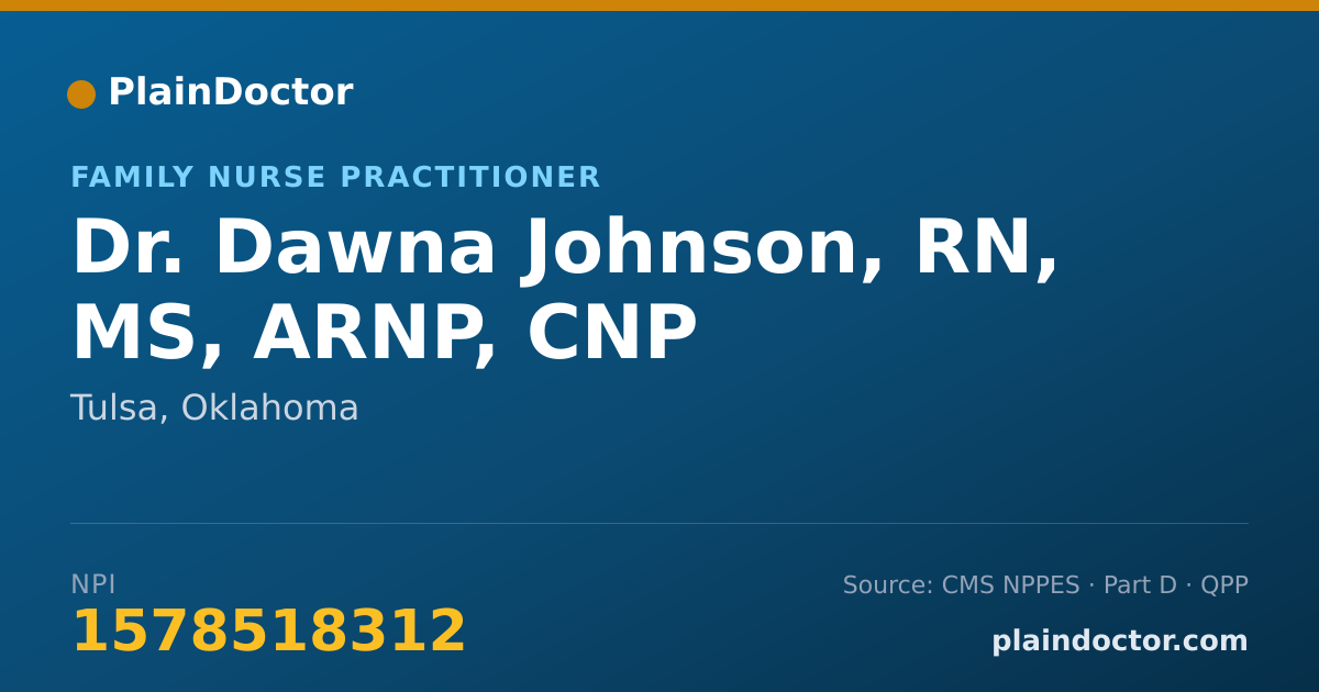Shareable card for Dawna Johnson, RN, MS, ARNP, CNP - Family Nurse Practitioner, Tulsa, OK