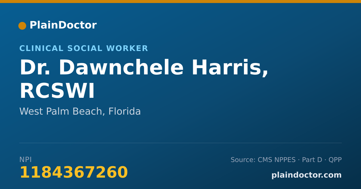 Shareable card for Dawnchele Harris, RCSWI - Clinical Social Worker, West Palm Beach, FL