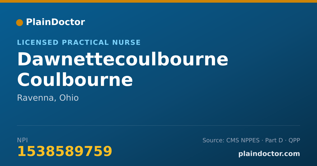 Shareable card for Dawnettecoulbourne Coulbourne - Licensed Practical Nurse, Ravenna, OH