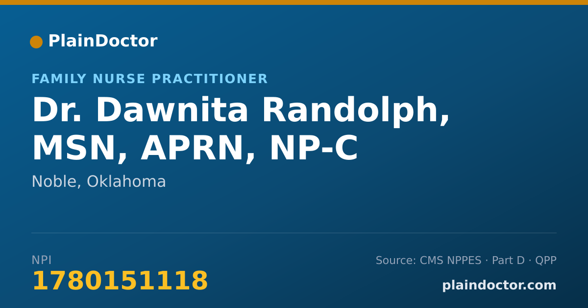 Shareable card for Dawnita Randolph, MSN, APRN, NP-C - Family Nurse Practitioner, Noble, OK