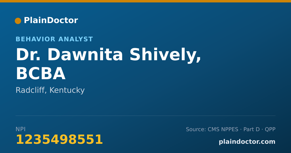 Shareable card for Dawnita Shively, BCBA - Behavior Analyst, Radcliff, KY