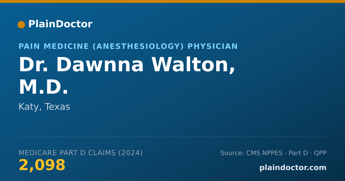 Shareable card for Dawnna Walton, M.D. - Pain Medicine (Anesthesiology) Physician, Katy, TX