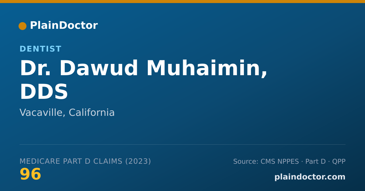 Shareable card for Dawud Muhaimin, DDS - Dentist, Vacaville, CA