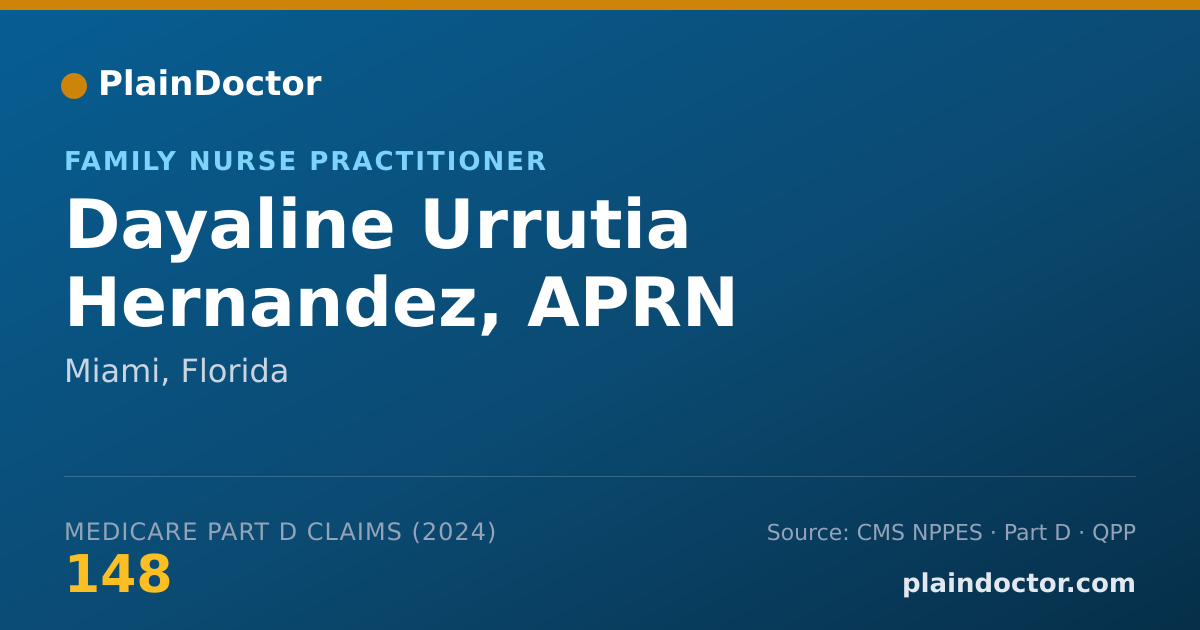 Shareable card for Dayaline Urrutia Hernandez, APRN - Family Nurse Practitioner, Miami, FL