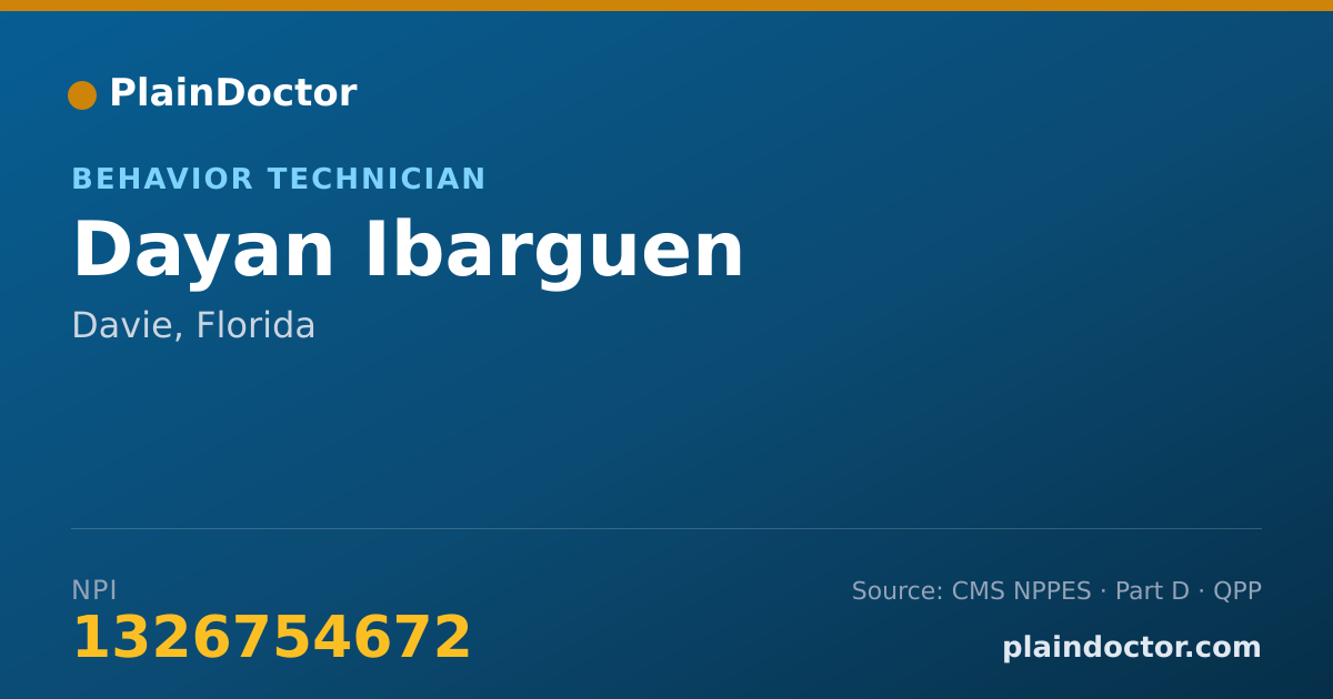 Shareable card for Dayan Ibarguen - Behavior Technician, Davie, FL