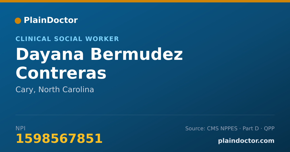 Shareable card for Dayana Bermudez Contreras - Clinical Social Worker, Cary, NC