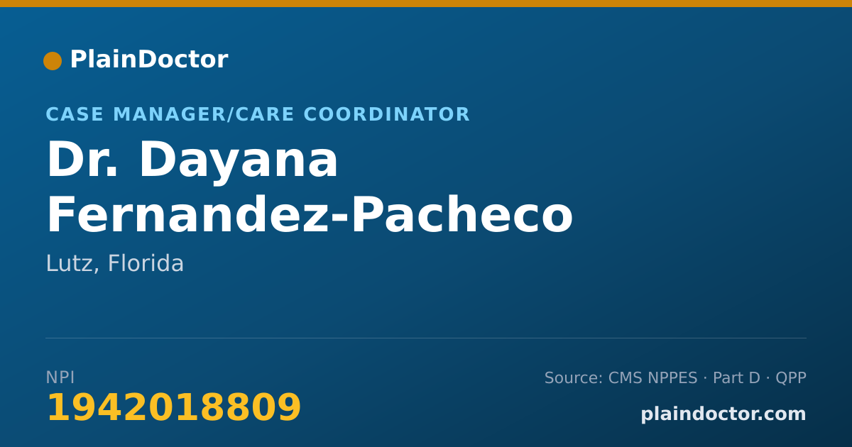 Shareable card for Dayana Fernandez-Pacheco Gorrin, CBHCMS - Case Manager/Care Coordinator, Lutz, FL