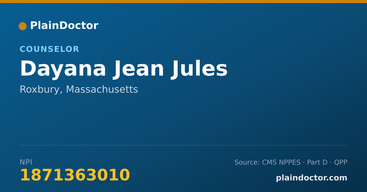 Shareable card for Dayana Jean Jules - Counselor, Roxbury, MA