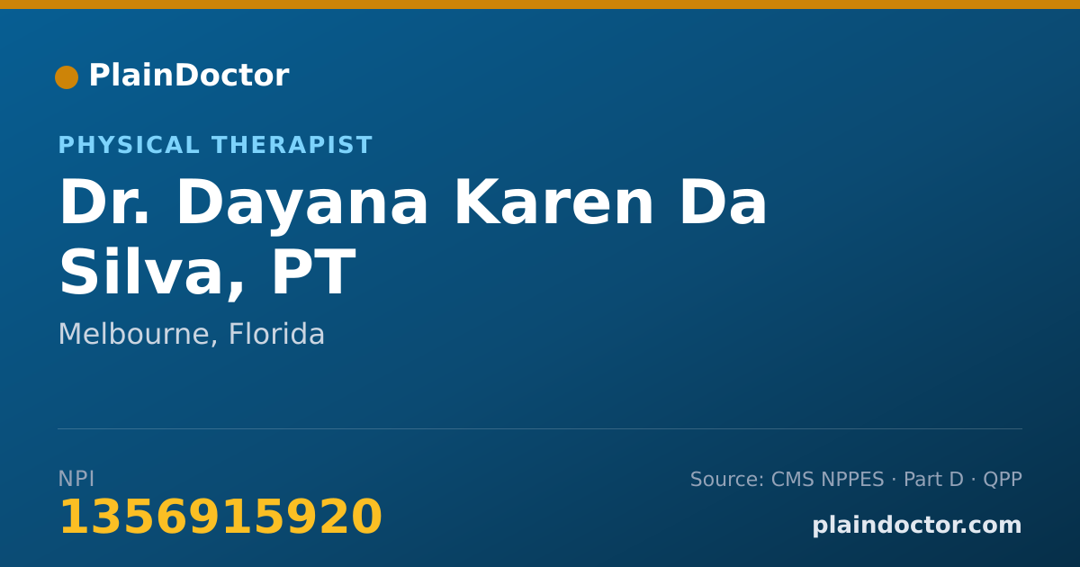 Shareable card for Dayana Karen Da Silva, PT - Physical Therapist, Melbourne, FL