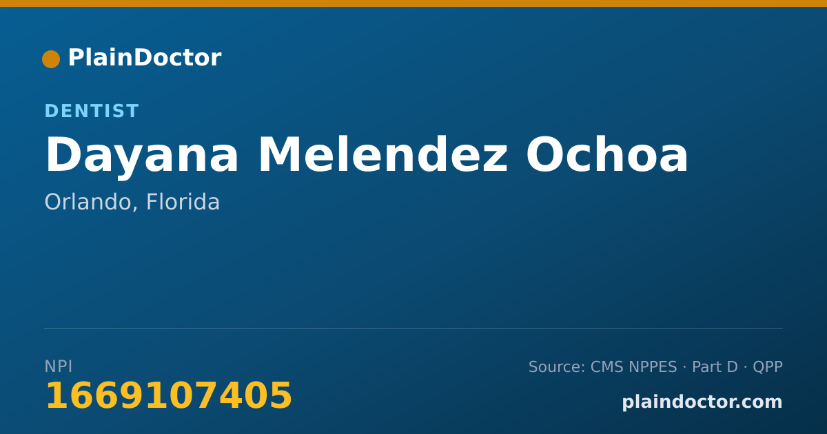 Shareable card for Dayana Melendez Ochoa - Dentist, Orlando, FL
