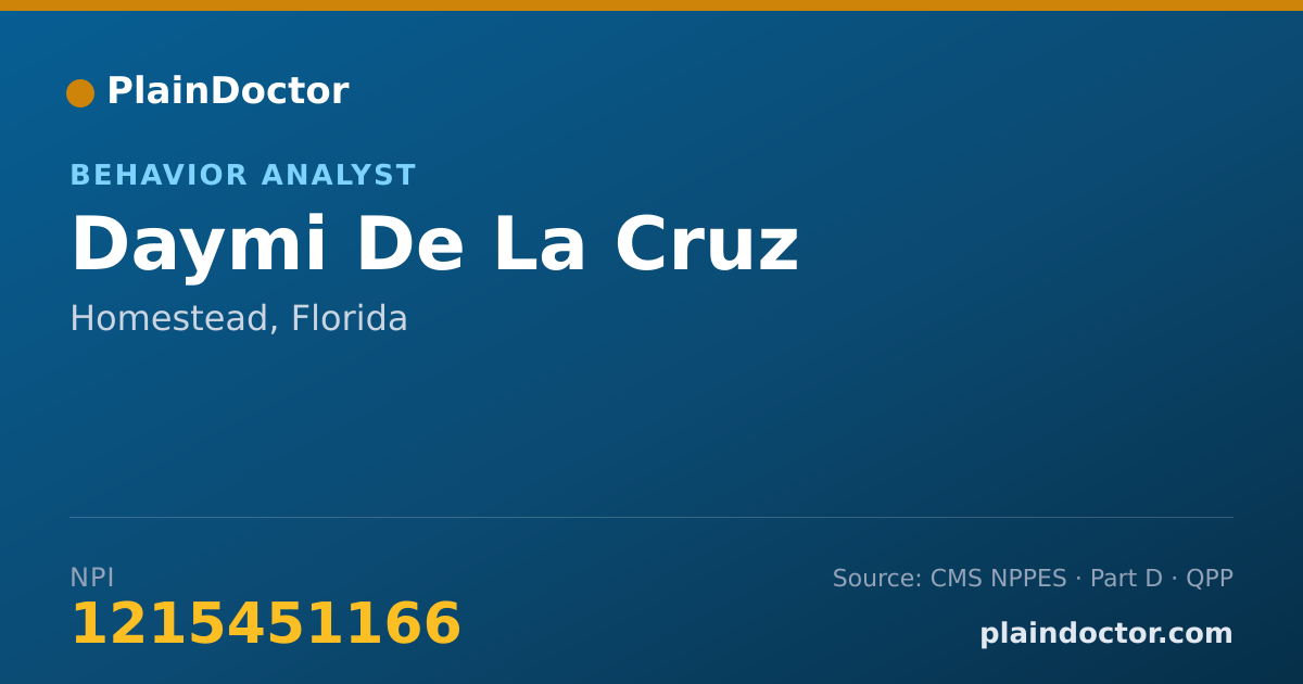Shareable card for Daymi De La Cruz - Behavior Analyst, Homestead, FL