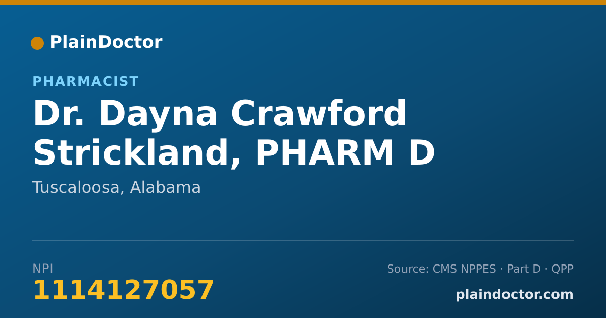 Shareable card for Dayna Crawford Strickland, PHARM D - Pharmacist, Tuscaloosa, AL