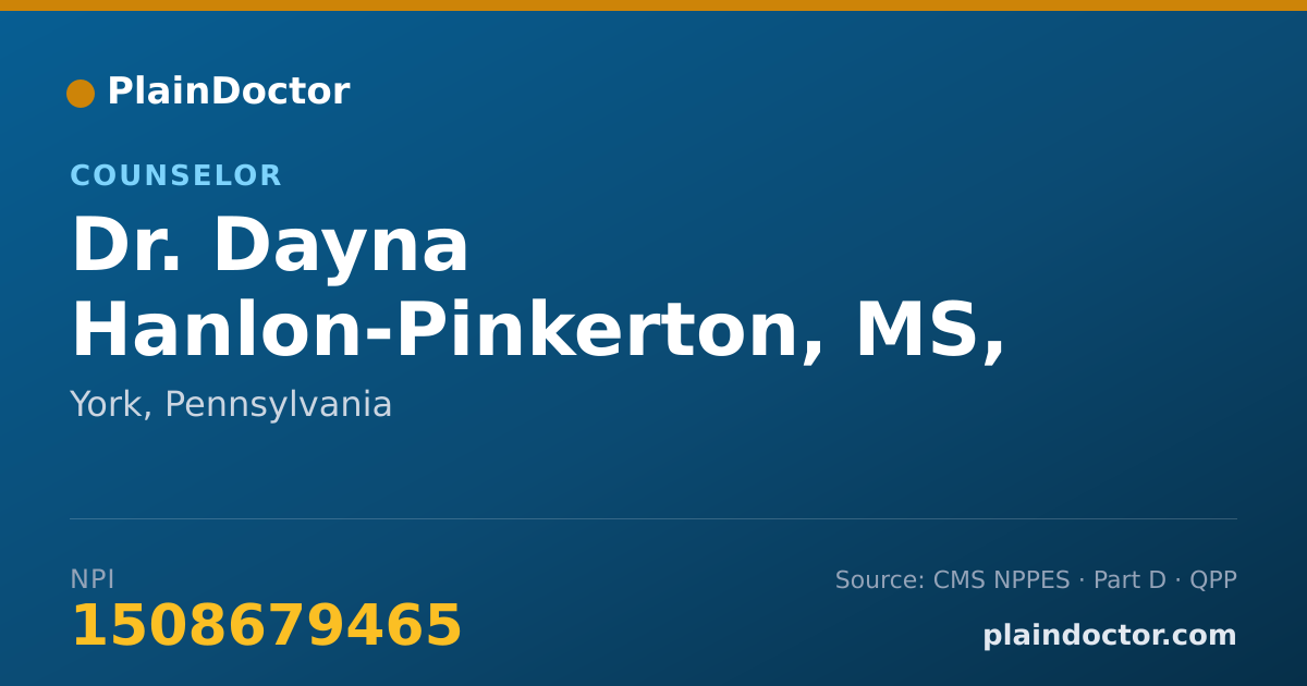Shareable card for Dayna Hanlon-Pinkerton, MS, C-IAYT, LAPC - Counselor, York, PA