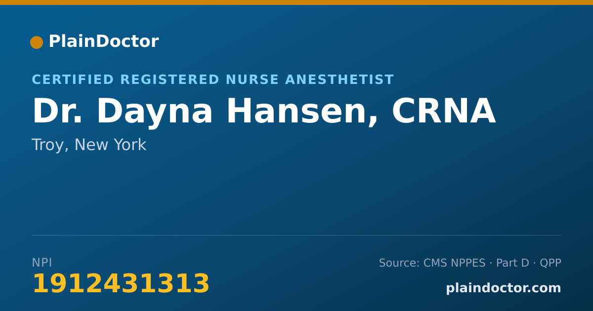 Shareable card for Dayna Hansen, CRNA - Certified Registered Nurse Anesthetist, Troy, NY