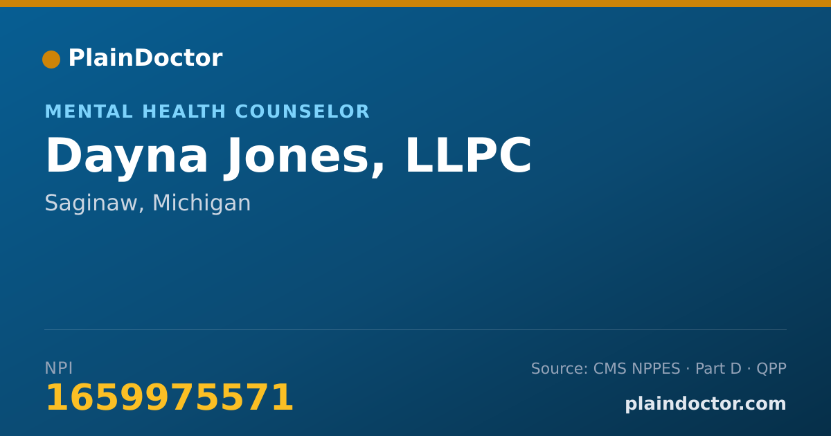 Shareable card for Dayna Jones, LLPC - Mental Health Counselor, Saginaw, MI