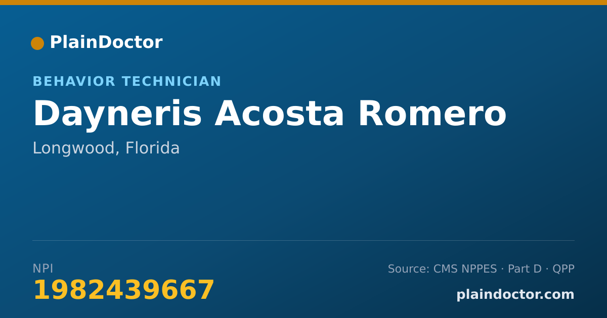 Shareable card for Dayneris Acosta Romero - Behavior Technician, Longwood, FL