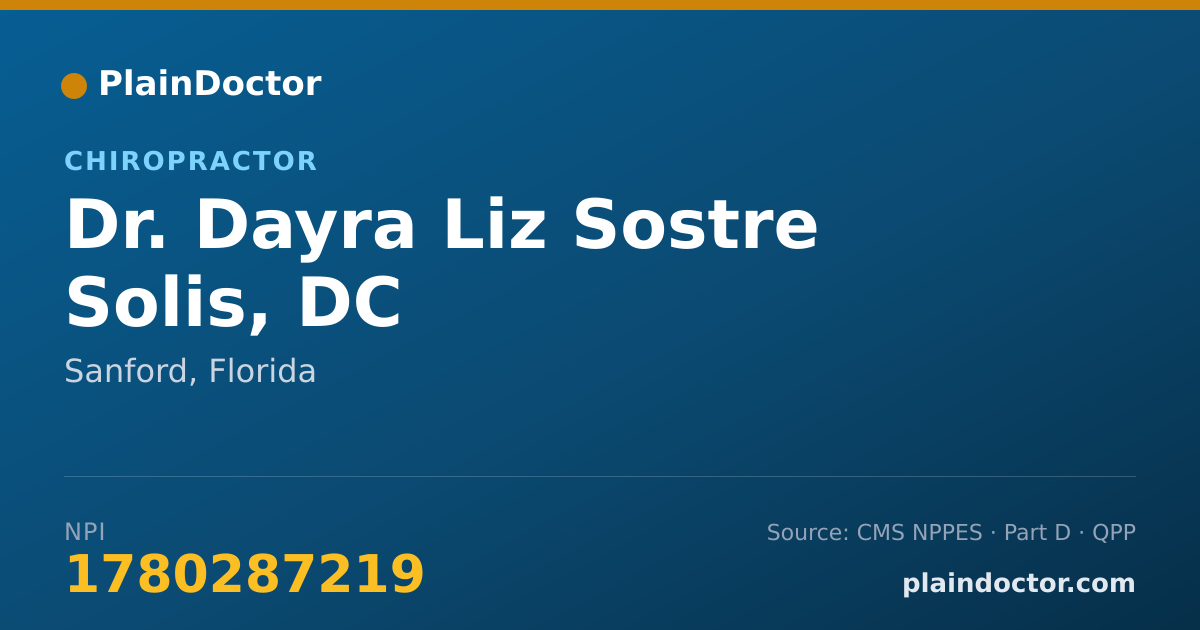 Shareable card for Dayra Liz Sostre Solis, DC - Chiropractor, Sanford, FL