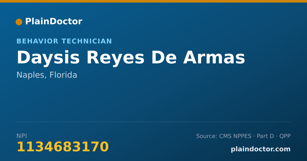 Shareable card for Daysis Reyes De Armas - Behavior Technician, Naples, FL