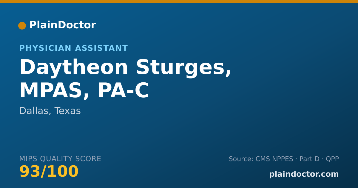 Shareable card for Daytheon Sturges, MPAS, PA-C - Physician Assistant, Dallas, TX