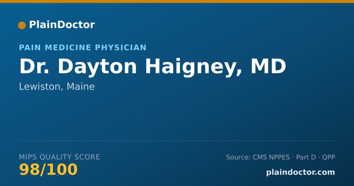 Shareable card for Dayton Haigney, MD - Pain Medicine Physician, Lewiston, ME