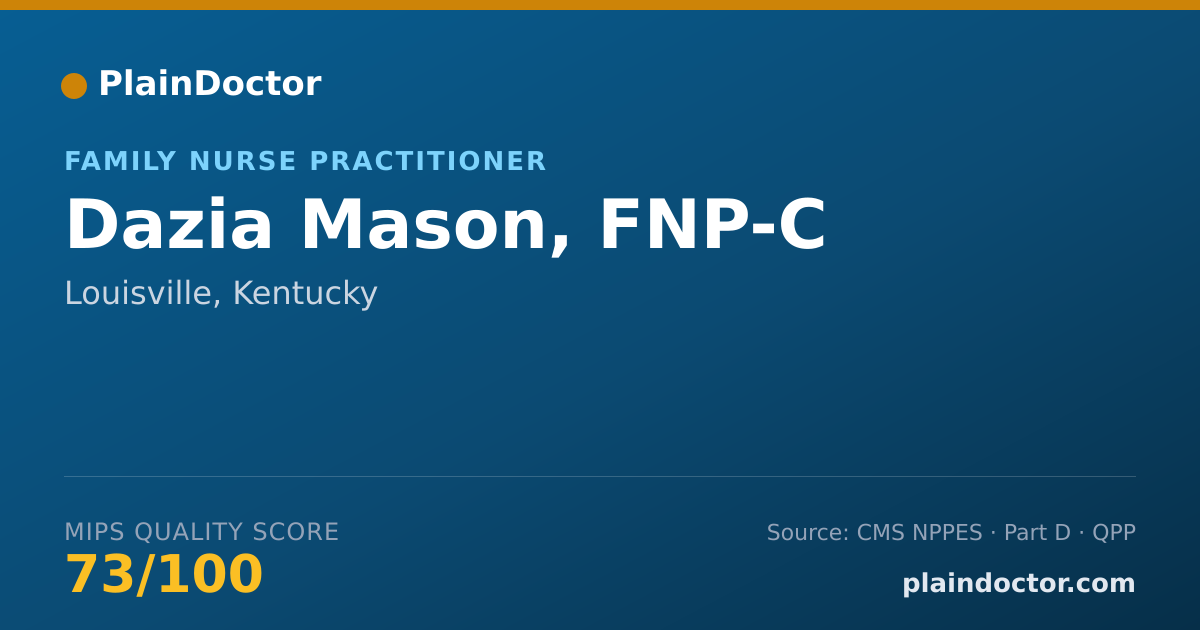 Shareable card for Dazia Mason, FNP-C - Family Nurse Practitioner, Louisville, KY