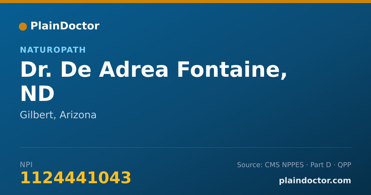 Shareable card for De Adrea Fontaine, ND - Naturopath, Gilbert, AZ