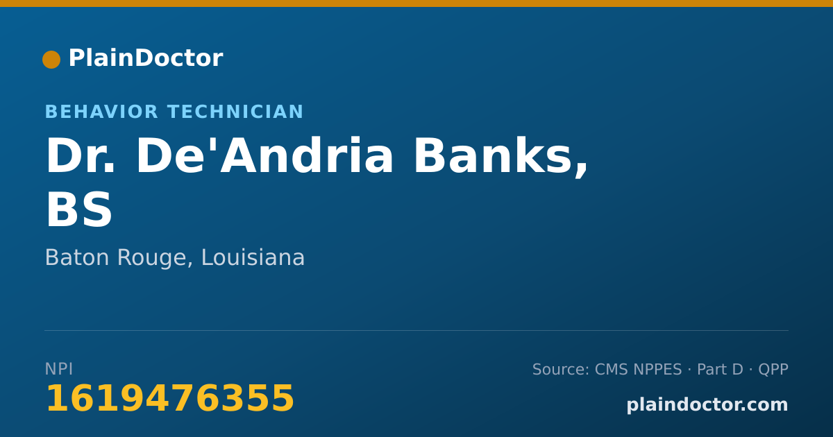 Shareable card for De'Andria Banks, BS - Behavior Technician, Baton Rouge, LA