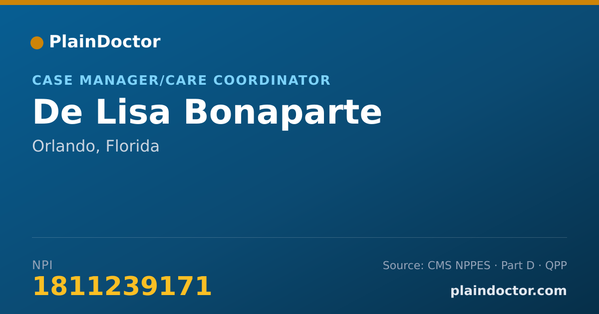 Shareable card for De Lisa Bonaparte - Case Manager/Care Coordinator, Orlando, FL