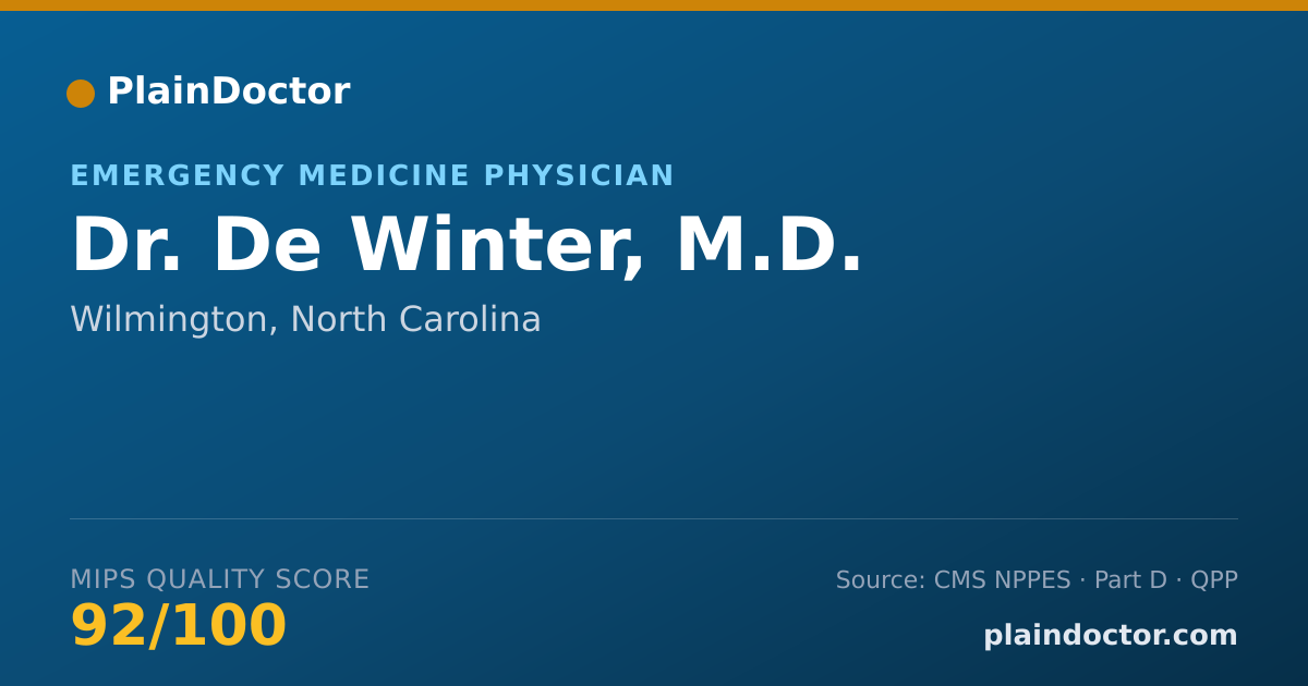 Shareable card for De Winter, M.D. - Emergency Medicine Physician, Wilmington, NC