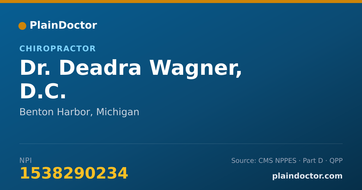 Shareable card for Deadra Wagner, D.C. - Chiropractor, Benton Harbor, MI