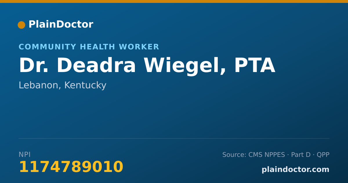 Shareable card for Deadra Wiegel, PTA - Community Health Worker, Lebanon, KY