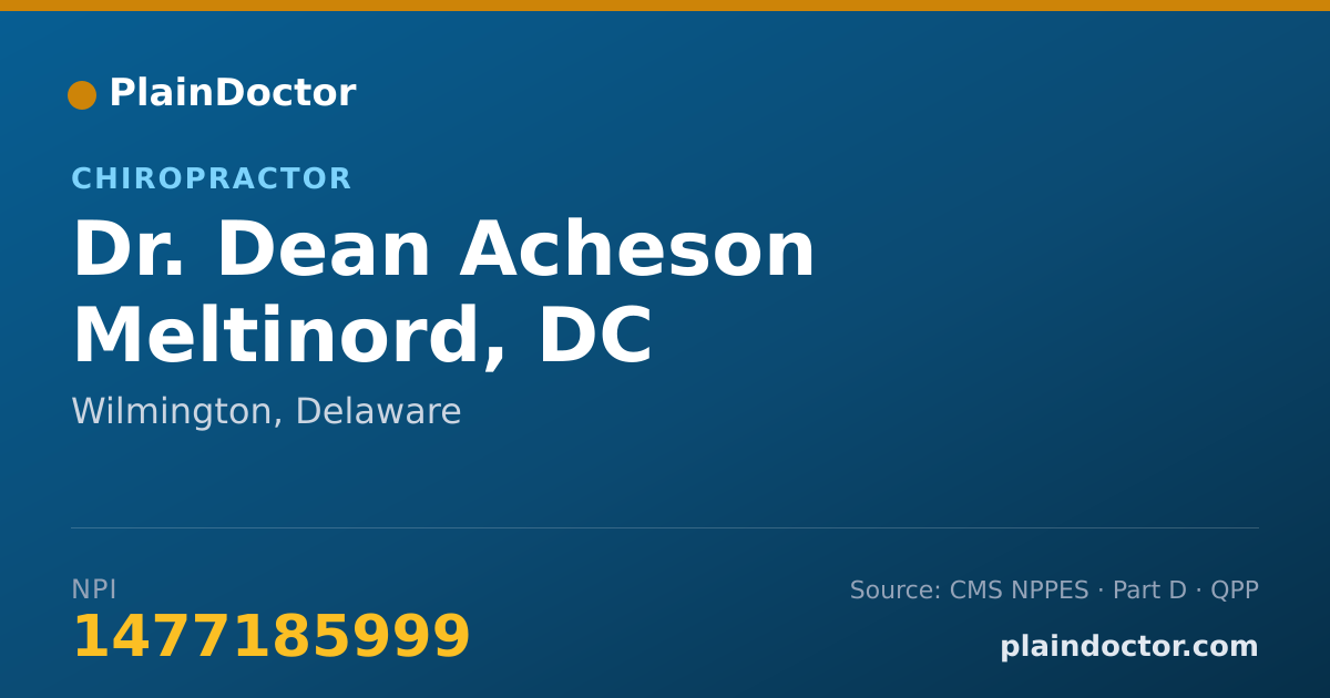 Shareable card for Dean Acheson Meltinord, DC - Chiropractor, Wilmington, DE