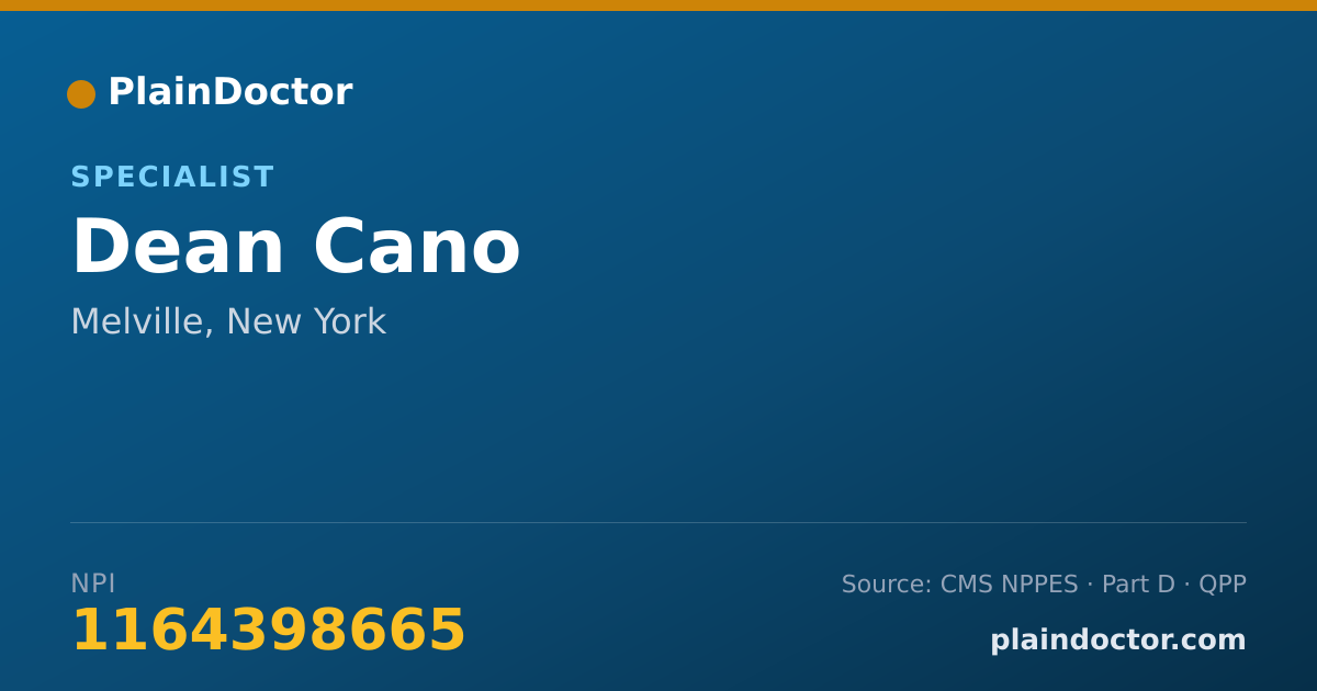 Shareable card for Dean Cano - Specialist, Melville, NY