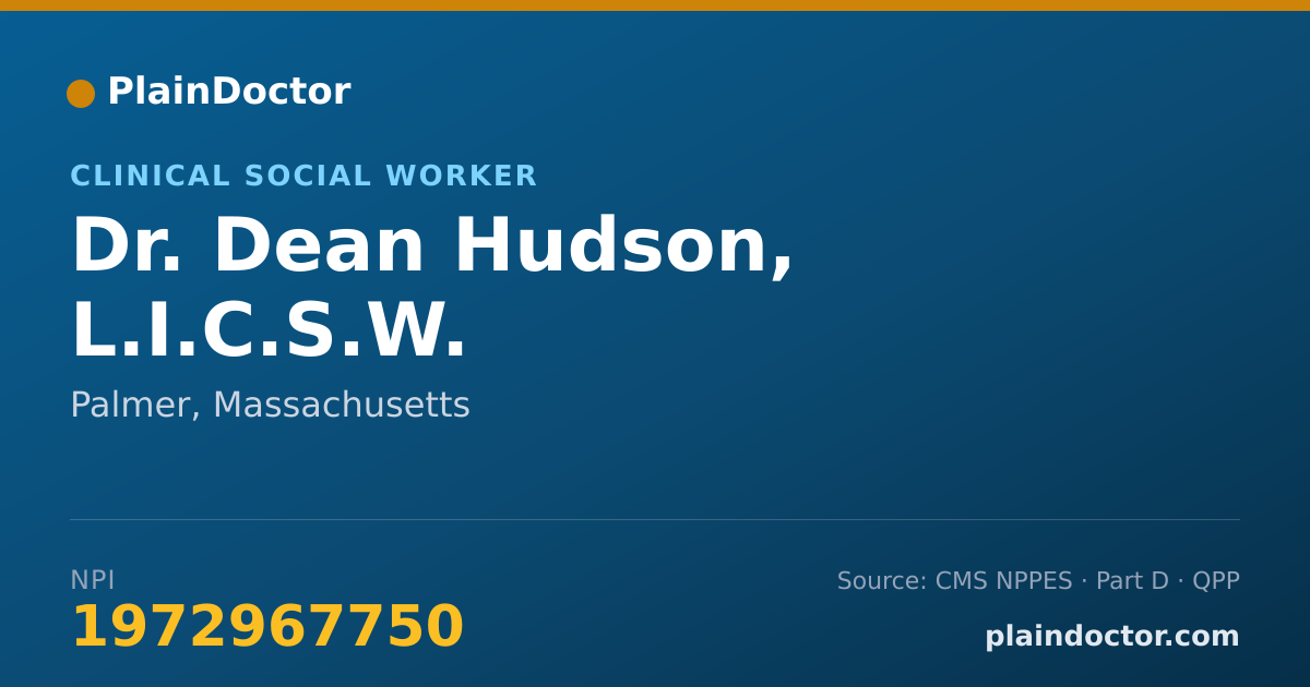 Shareable card for Dean Hudson, L.I.C.S.W. - Clinical Social Worker, Palmer, MA