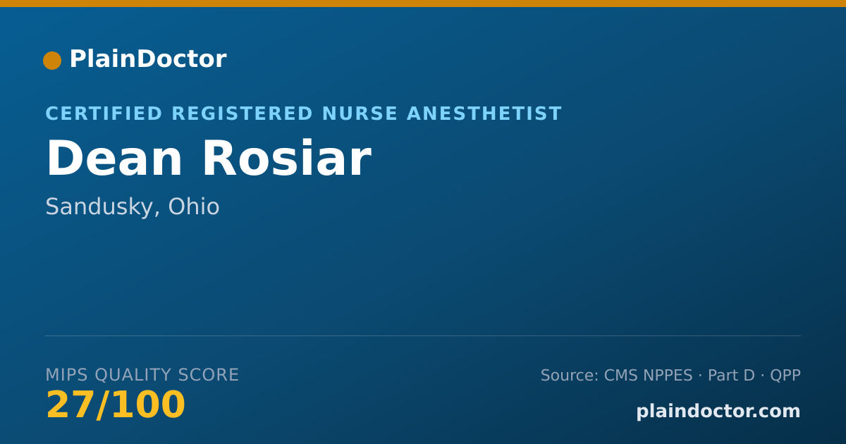 Shareable card for Dean Rosiar - Certified Registered Nurse Anesthetist, Sandusky, OH