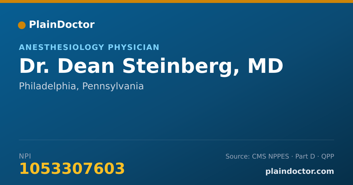 Shareable card for Dean Steinberg, MD - Anesthesiology Physician, Philadelphia, PA