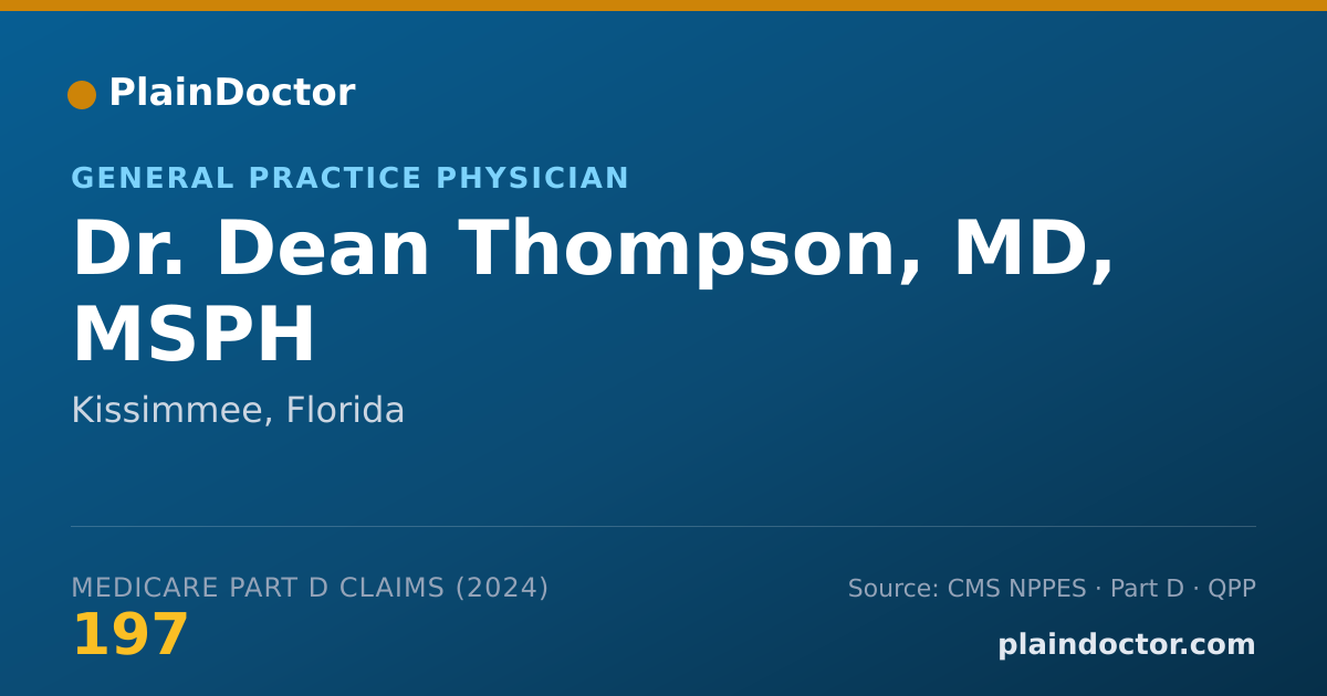 Shareable card for Dean Thompson, MD, MSPH - General Practice Physician, Kissimmee, FL