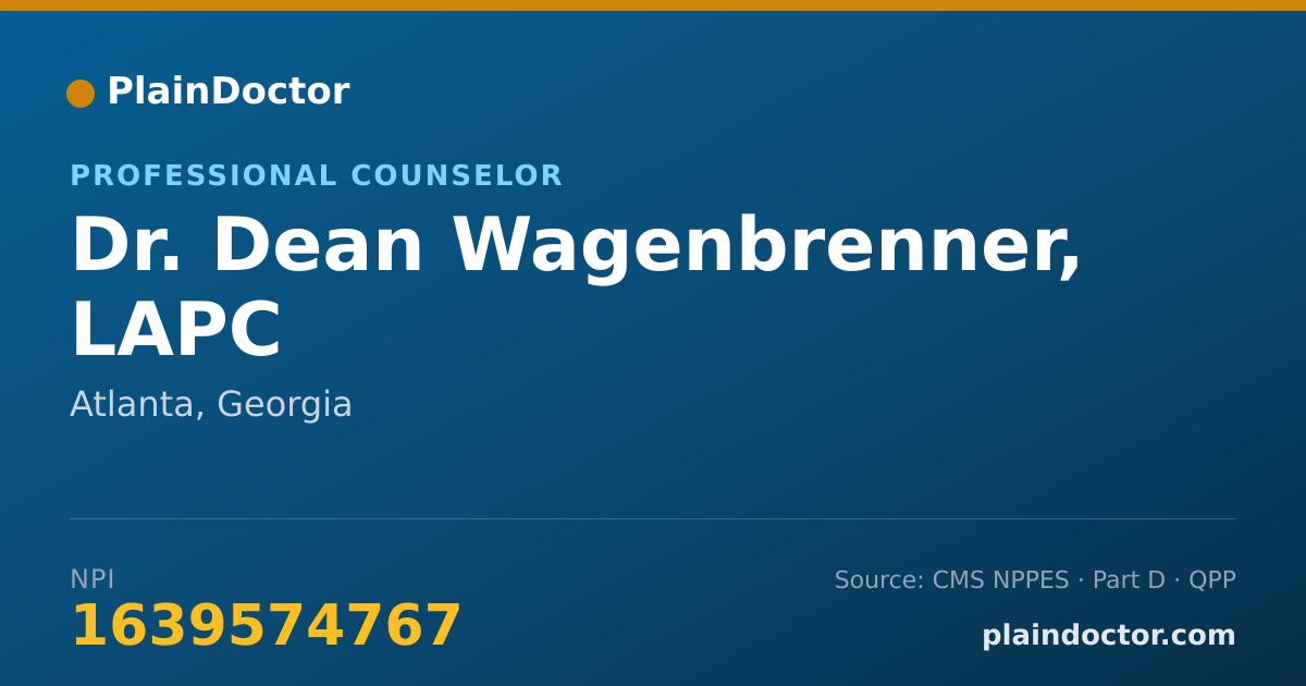 Shareable card for Dean Wagenbrenner, LAPC - Professional Counselor, Atlanta, GA