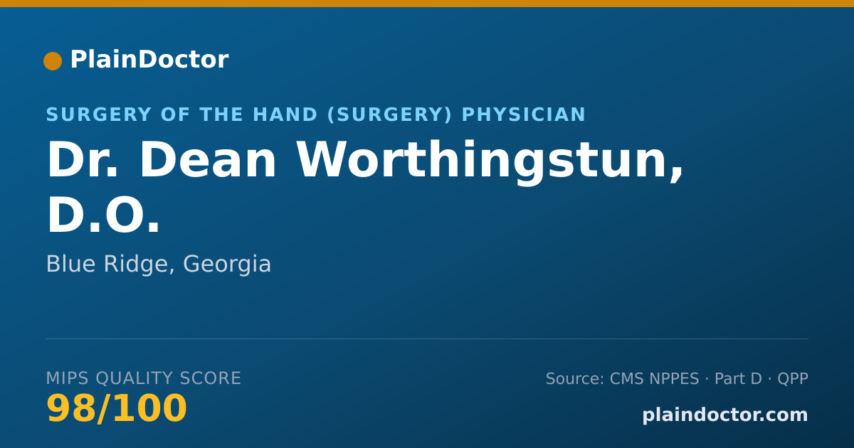 Shareable card for Dean Worthingstun, D.O. - Surgery of the Hand (Surgery) Physician, Blue Ridge, GA