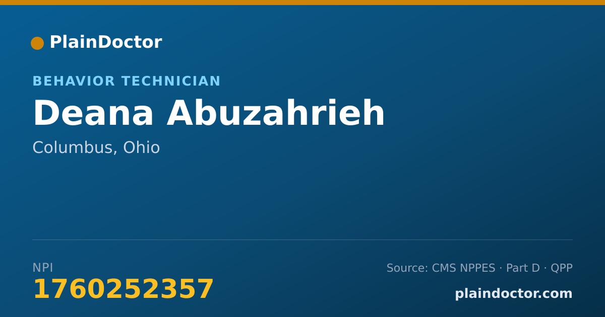 Shareable card for Deana Abuzahrieh - Behavior Technician, Columbus, OH