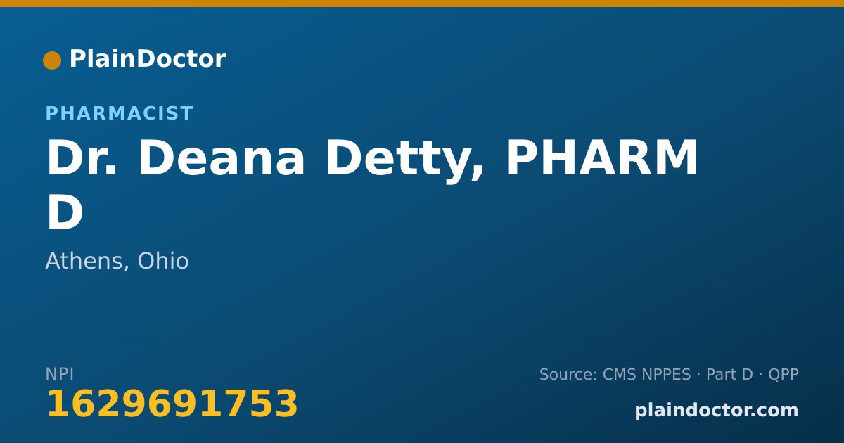 Shareable card for Deana Detty, PHARM D - Pharmacist, Athens, OH