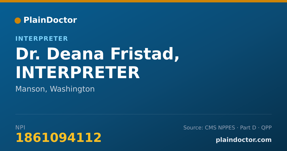 Shareable card for Deana Fristad, INTERPRETER - Interpreter, Manson, WA