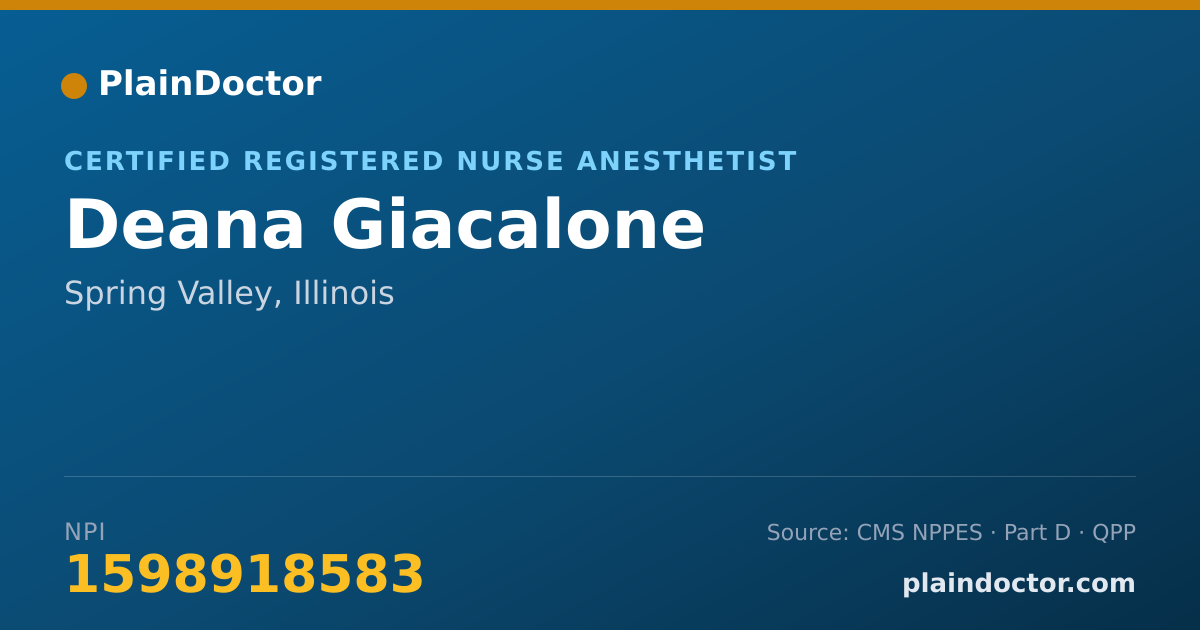 Shareable card for Deana Giacalone - Certified Registered Nurse Anesthetist, Spring Valley, IL