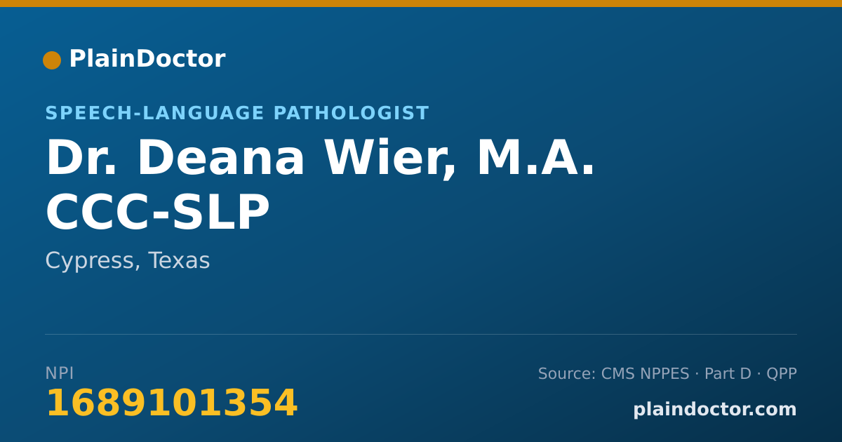 Shareable card for Deana Wier, M.A. CCC-SLP - Speech-Language Pathologist, Cypress, TX