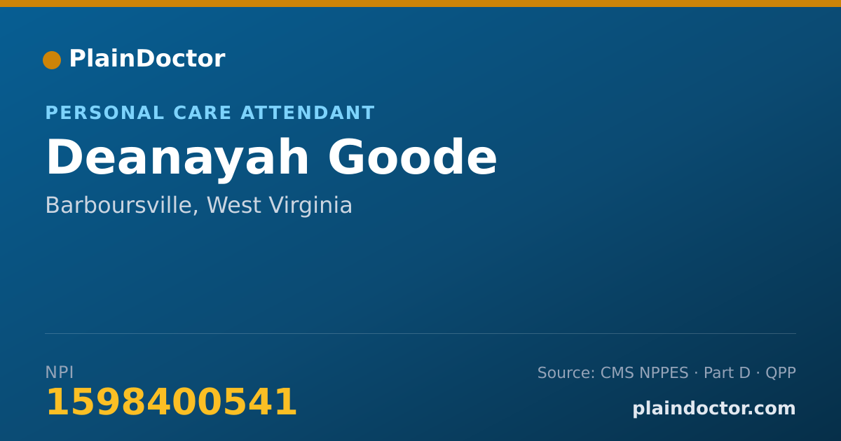 Shareable card for Deanayah Goode - Personal Care Attendant, Barboursville, WV