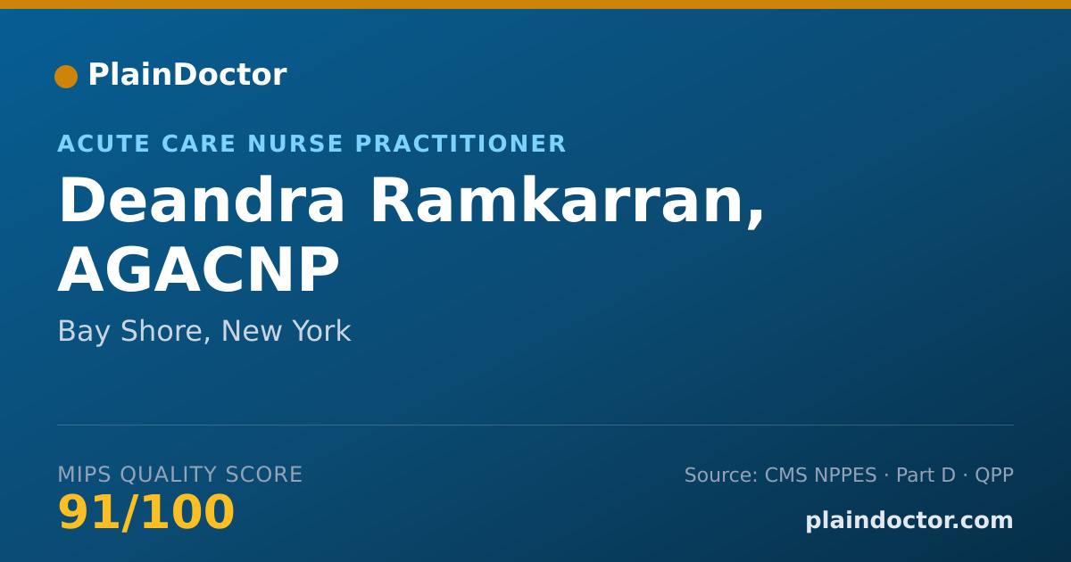 Shareable card for Deandra Ramkarran, AGACNP - Acute Care Nurse Practitioner, Bay Shore, NY