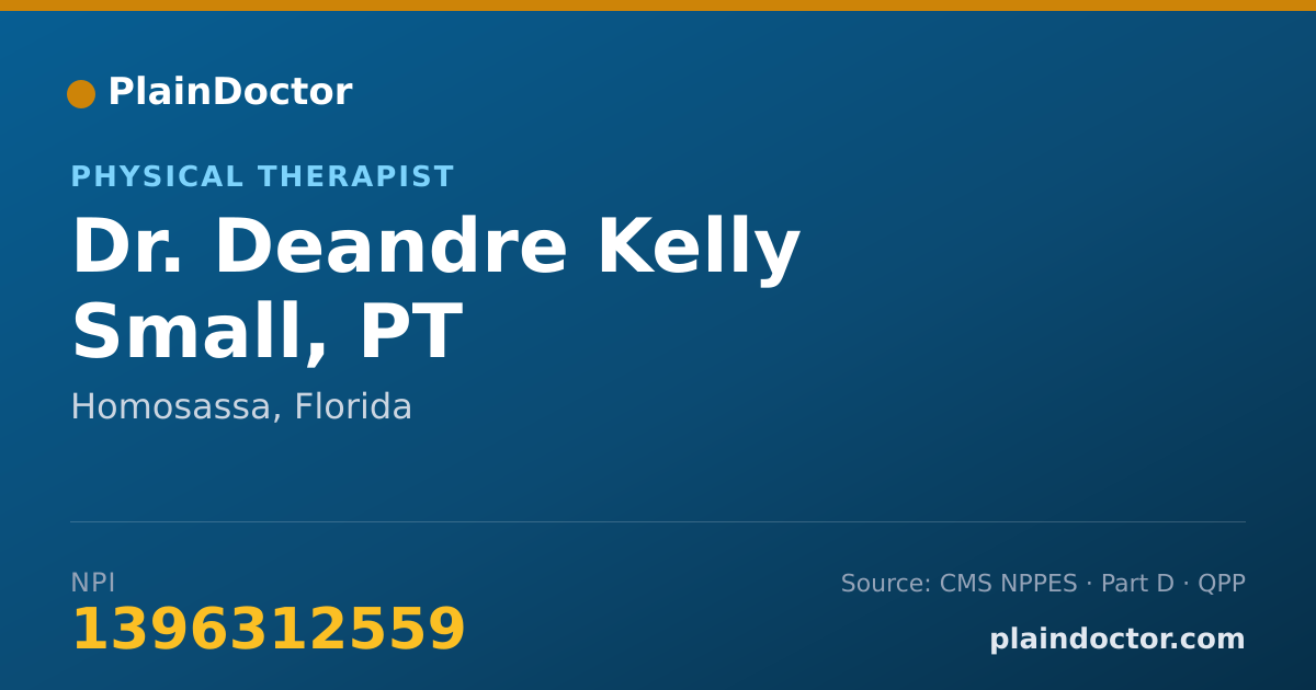 Shareable card for Deandre Kelly Small, PT - Physical Therapist, Homosassa, FL