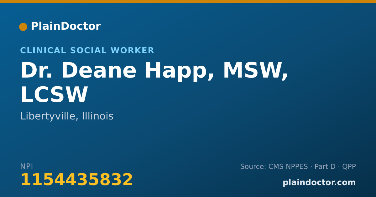 Shareable card for Deane Happ, MSW, LCSW - Clinical Social Worker, Libertyville, IL